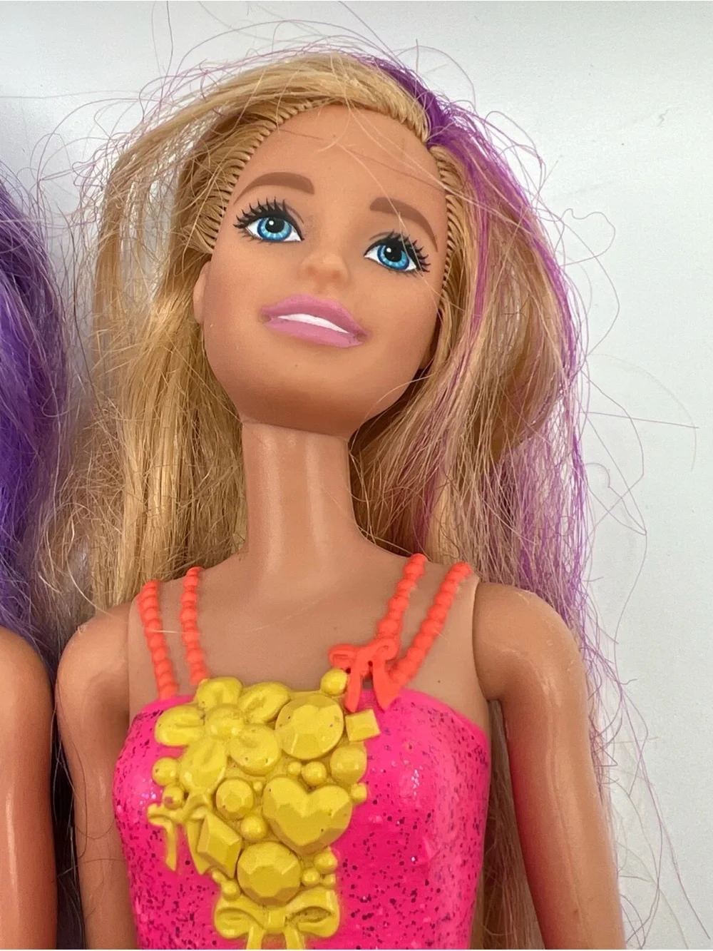 Barbie Dreamtopia Princess Doll Lot Two Dolls Purple Blonde Hair Leotards